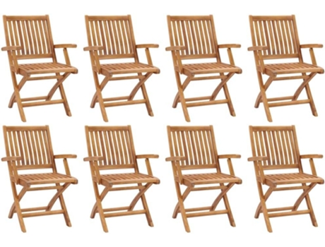 Cadeiras de jardim dobráveis 8 pcs madeira de teca maciça
