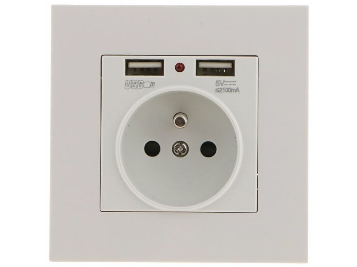 Tomada de Parede com Duas Portas Usb 5v/2100ma, Tomada Embutida com 2 Portas Usb, Prática e Conveniente BRILVIBERA