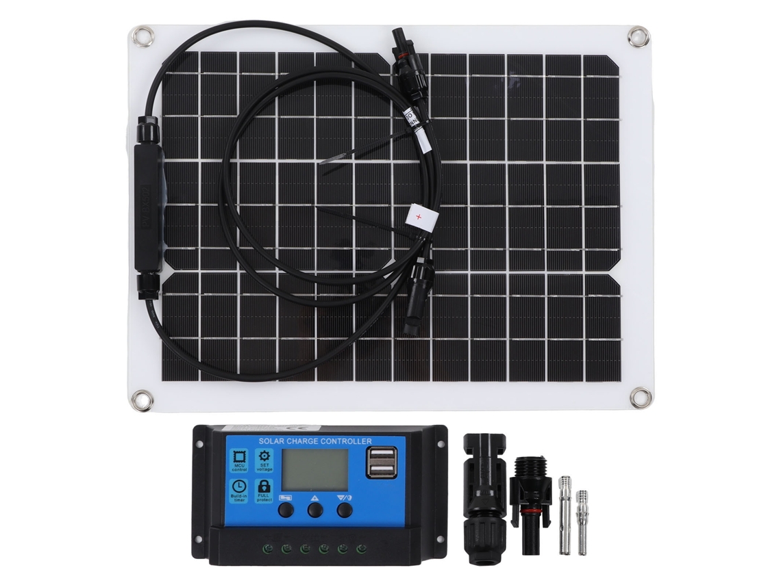 Painel Solar Flexível 15w Com Controlador 50a Silício Monocristalino Painel Fotovoltaico Pet