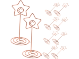 Conjunto de 10 alfinetes dourados em formato de estrela de cinco pontas para números de mesa, com base espiral, ideais para
