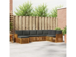 Vidaxl Conjunto De Sofás Para Exterior 8 Unid. Natural E Antracite