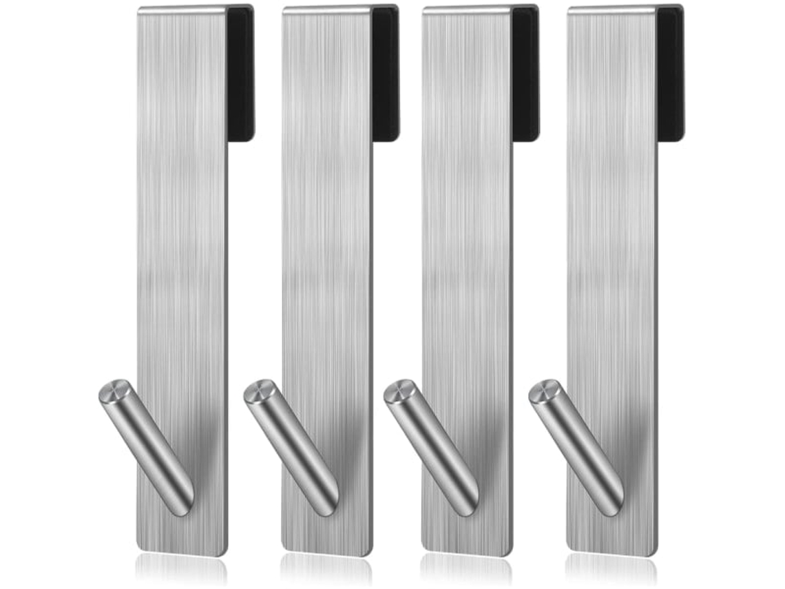 Conjunto De 4 Ganchos Porta Em Aço Inoxidável Para Chuveiro, Sem Necessidade De Furar, Cabide Para Toalhas E Casacos, Ideal Para Banheiro(prateado)