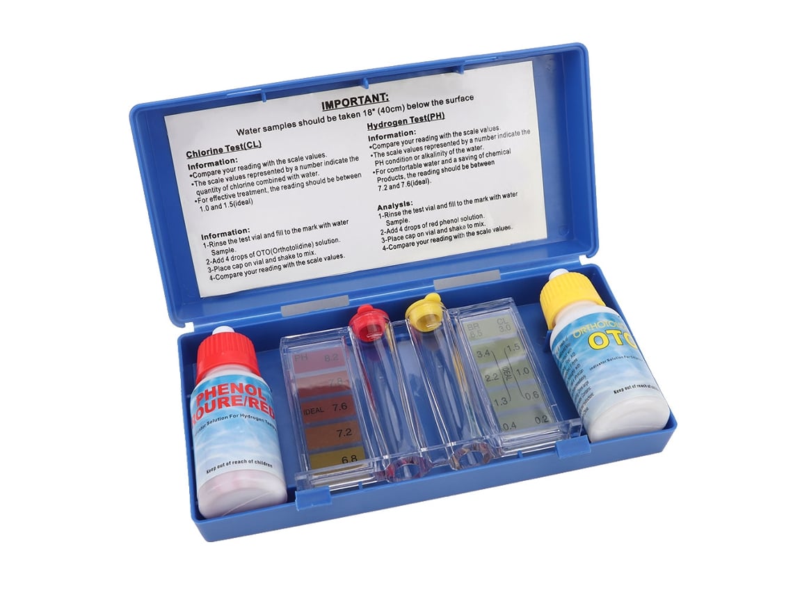 Kit Teste Ph E Cloro Para Qualidade De Água De Piscina