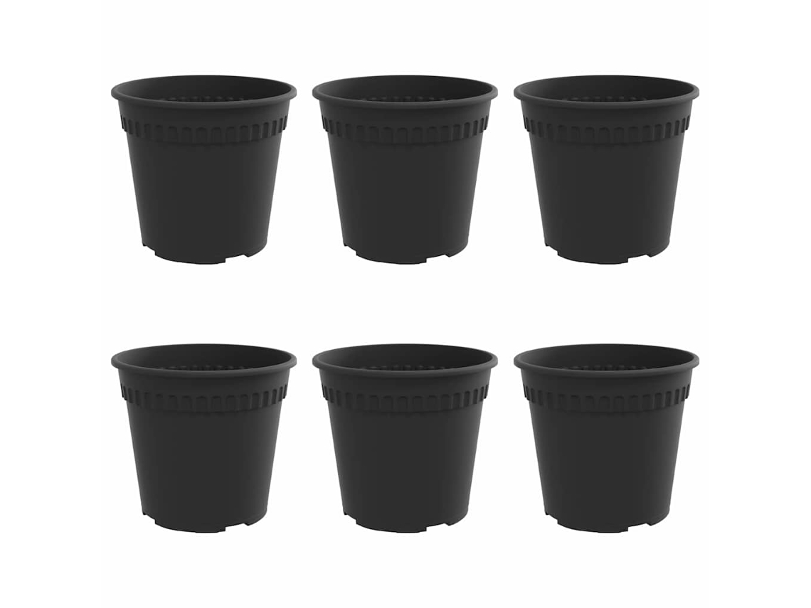 Conjunto 6 Vaso De Flores Vidaxl Preto Plástico (ø 19 X 16,5 Cm)