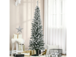 Árvore De Natal Slim Artificial 180 Cm Com Ramos Realistas, Arbusta Festivo Invernada Alta E Estreita Base Dobrável, Verde