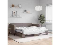 Vidaxl Sofá-cama + Gavetão/colchões 100x200cm Tecido Cinza-acastanhado
