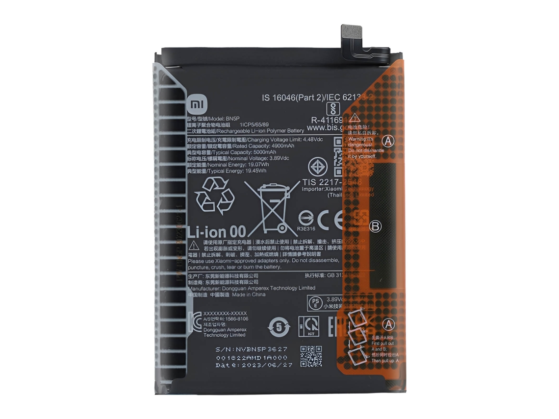 Clappio Bateria para Xiaomi Redmi Note 13 5G / 4G Capacidade 5000mAh Preto