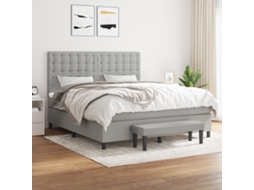 Vidaxl Cama Com Molas/colchão 160x200 Cm Tecido Cinzento-claro