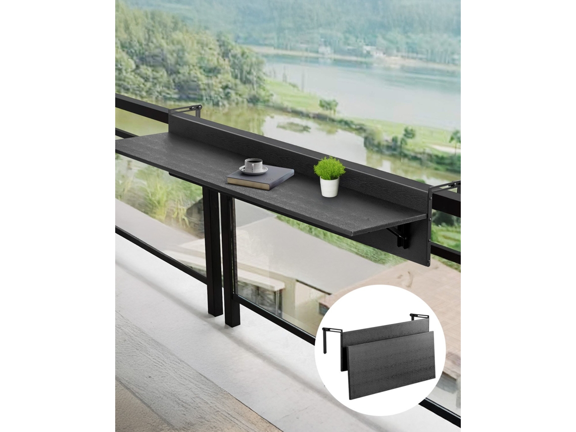 Mesa de varanda suspensa ajustável Vevor 800 x 450 x 240 mm com corrimão