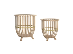 Conjunto de 2 Vasos de Bambu Natural, Marrom Claro, 35x35x37cm ALEXANDRA HOUSE LIVING