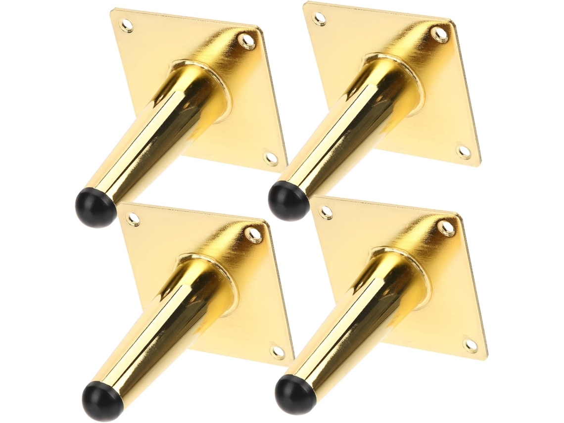 Popetpop Conjunto De 4 Pés Metal Dourados Para Móveis, Ideais Para Sofá, Cômoda, Armário E Mesa Suporte Durável