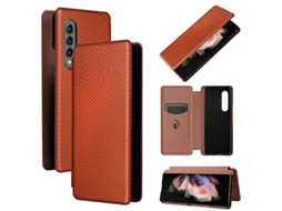 Capa De Celular Dobrável Em Couro Com Textura De Fibra De Carbono Para Samsung Galaxy Z Fold4