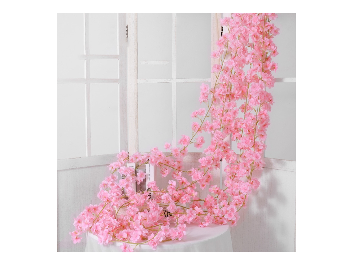 Laxiscreed Rattan Flor Artificial 1,8m Rosa Claro Com 135 Peças Para Decoração Natural