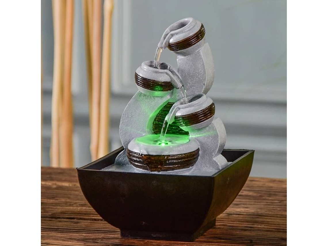 Fonte de Água ZEN'LIGHT Kara (Cinzento - 13x12x18 cm - Resina)