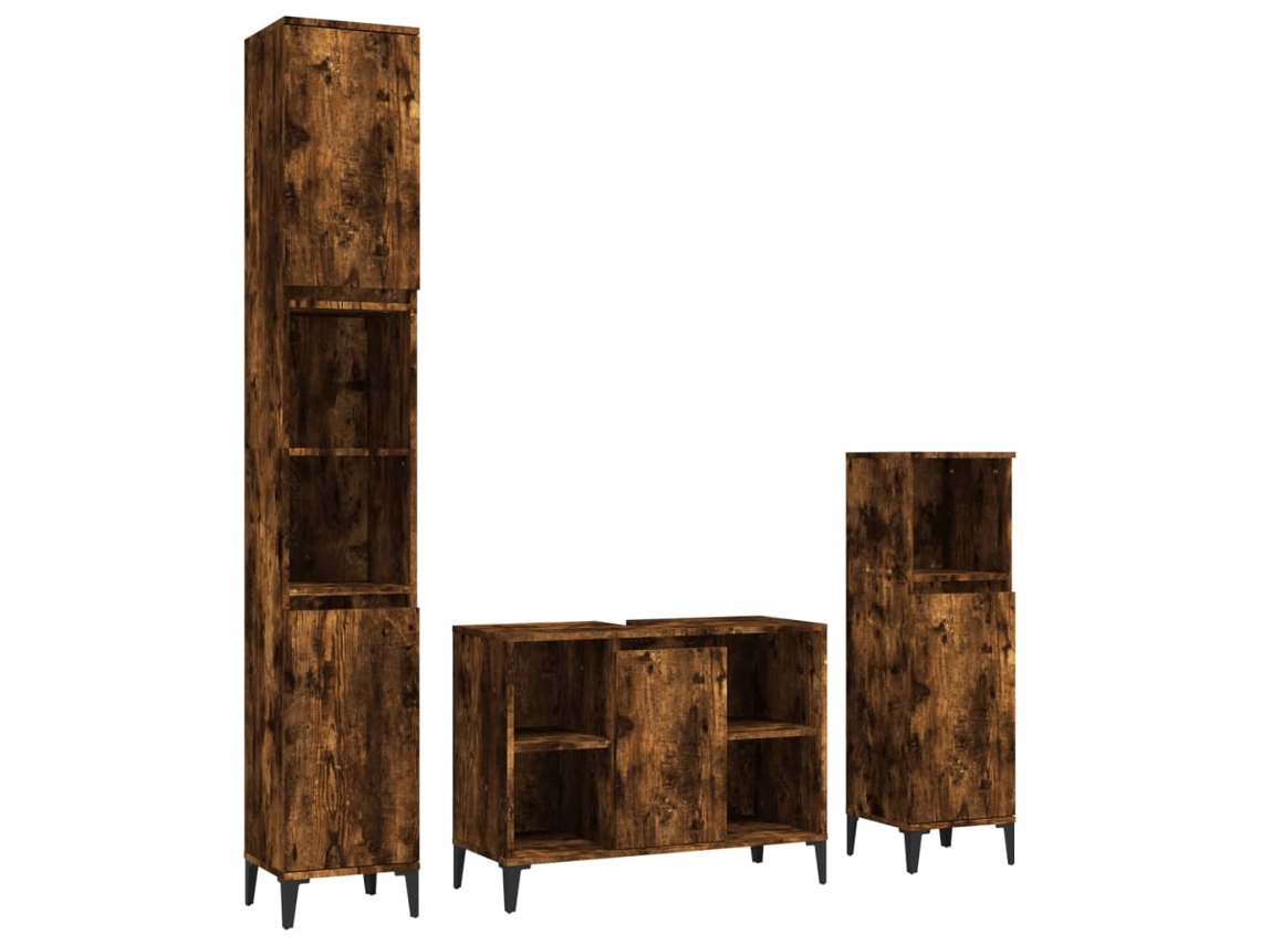 Conjunto de 3 Wc Móveis Madeira Processada Carvalho Fumado MAISON EXCLUSIVE (95x95x45 cm)