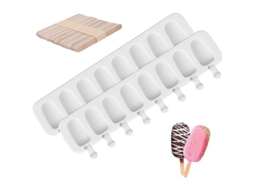 2 moldes de silicone para sorvete, 8 cavidades, reutilizáveis, com 50 palitos de madeira | S/MARCA