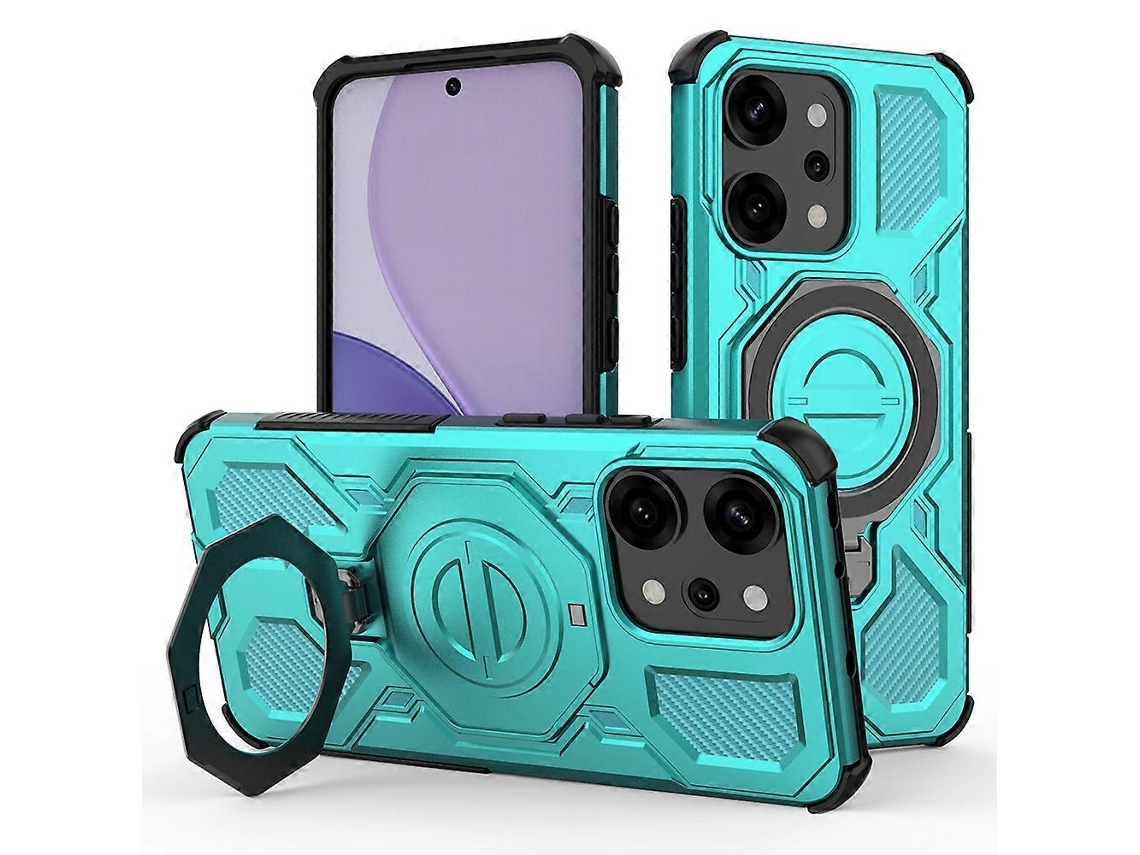 Capa Magnética Com Suporte Giratório De Metal Para Oppo Reno14 Pro 5g (global) Pc Capa Traseira De Tpu Azul Bebê