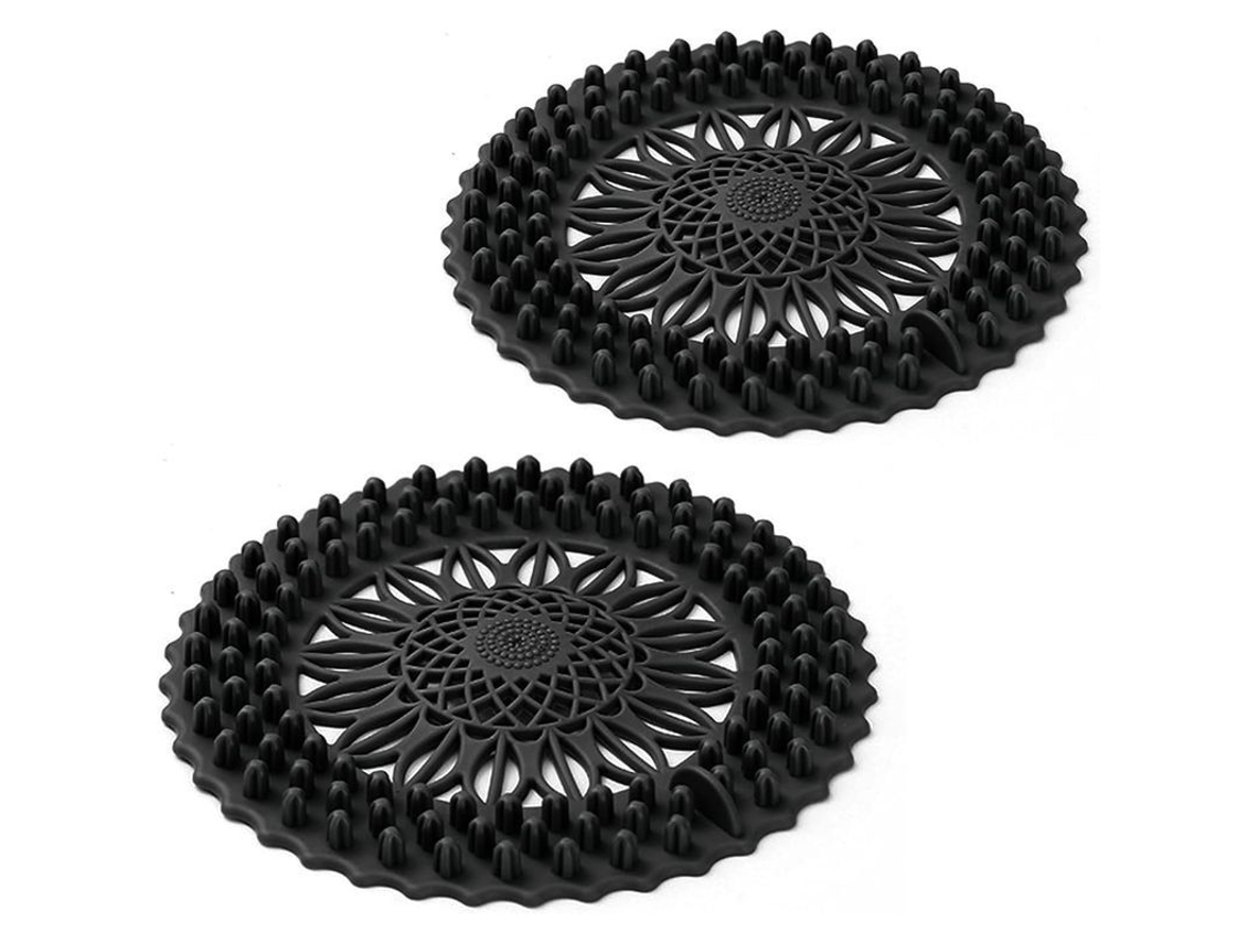 2026 capturador de Cabelo de Silicone para Drenagem, Tampa Anti pelo para Banheiro e Cozinha, 2 Peças (preto)