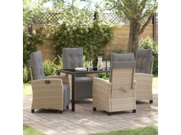 Vidaxl Conjunto De Jantar Para Jardim 5 Unid. Bege Vime Pe