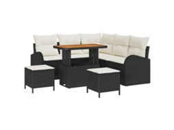 Conjunto 8 Sofá De Jardim Vidaxl Preto Vime Pe (90 X 55 X 71 Cm)