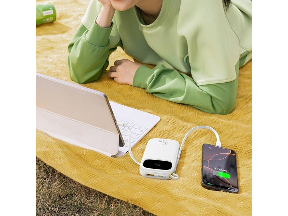 Baseus Ppqd3-1022d 22.5w 73wh 20000mah Power Bank Com Cabos Duplos Integrados, Fonte De Alimenta??o Externa Com 2 Entradas E 4 Saídas