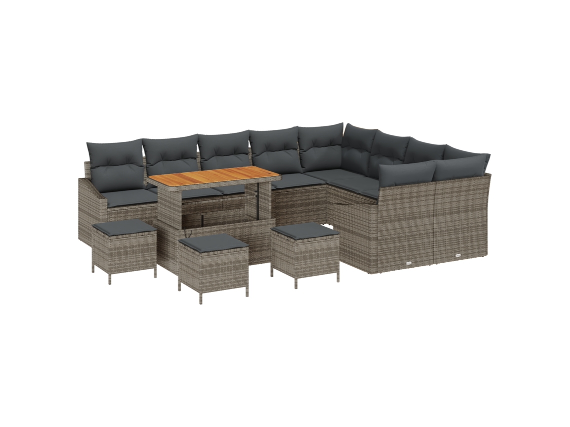 Conjunto 13 Conjunto De Móveis De Jardim Vidaxl Cinzento Vime Pe (288,5 X 234 X 85 Cm)