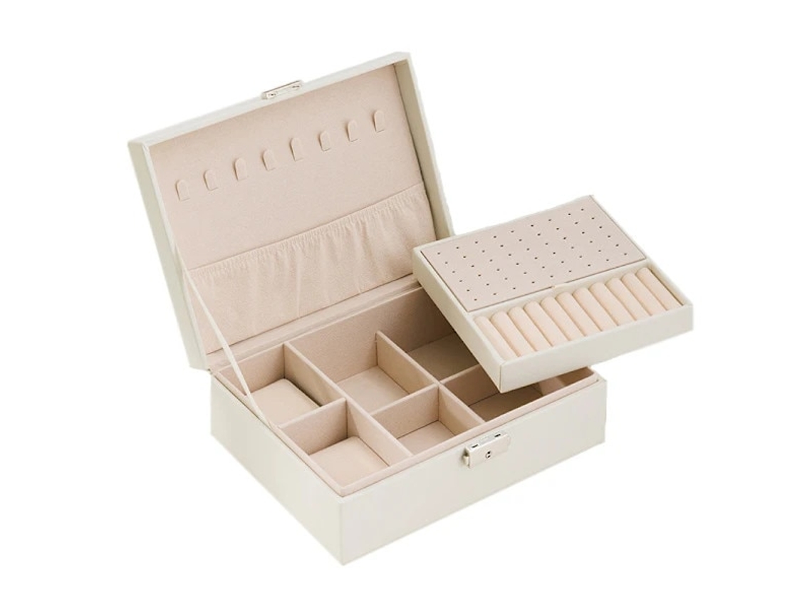 Caixa De Jóias Organizador Duplo Branco 23x17x9cm