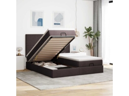 Vidaxl Estrutura De Cama Otomana Com Colchões Tecido Castanho Escuro