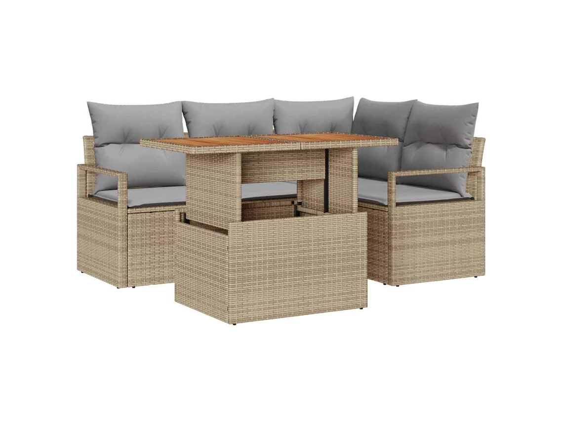 Maison Exclusive - Conjunto De Jantar Para Jardim Com Almofada 5 Pcs Bege E Cinza
