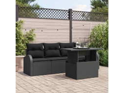Vidaxl Conjunto De Sofá De Jardim 5 Unid. Preto Rattan Sintético