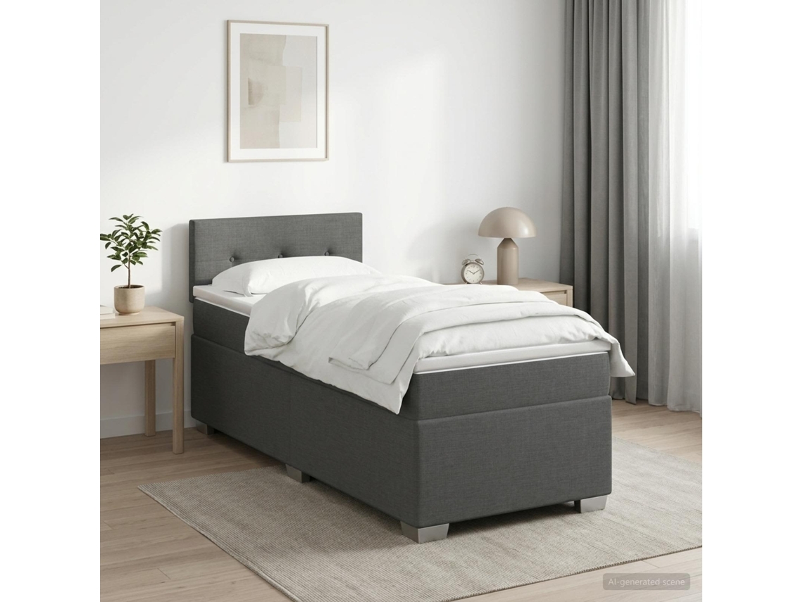 Vidaxl Cama Box Spring Com Colchão E Led Cinzento-escuro 100 X 200 Cm