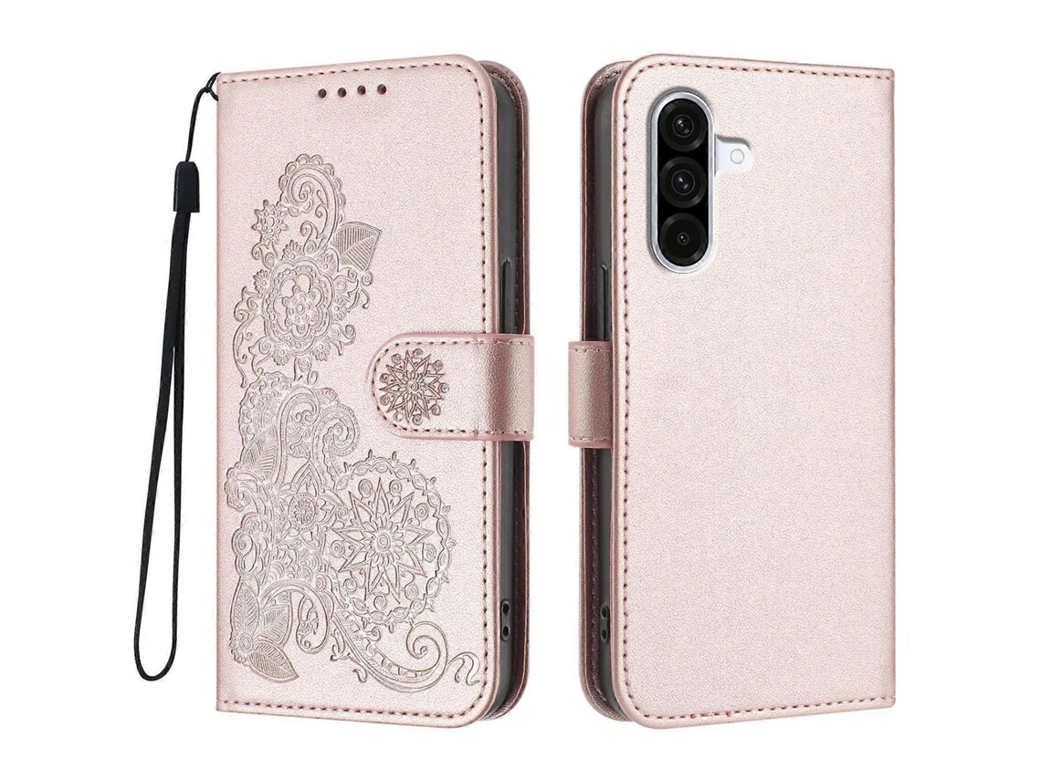 Capa Tipo Carteira De Couro Com Flor De Mandala E Alça Para Samsung Galaxy A36 5g