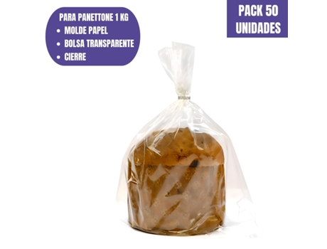 Set Molde De Papel Para Panettone Saco Fecho - 1 Kg (50 Unidades)