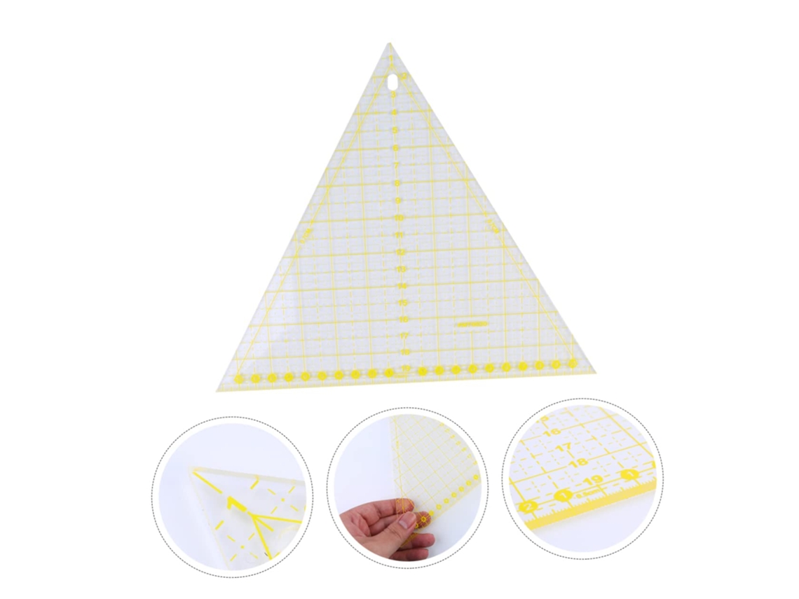 Régua Triangular Transparente De Acrílico Para Costura Com Linhas