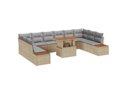 Conjunto 11 Conjunto De Sofá De Jardim Vidaxl Bege Vime Pe (100 X 55 X 73 Cm)