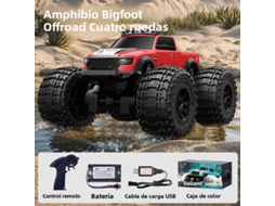 (vermelho) Anfíbio Controle Remoto Quad Off Road Escalada Carro Com Luz Led Coaster, Metal E Plástico