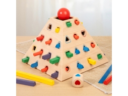 Brinquedo Educativo Infantil Em Madeira Com Encaixe De Formas Em Pirâmide E Blocos Geométricos Para Aprendizagem Precoce Hexinyigjly