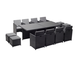 Conjunto de Jantar Exterior CONCEPT U Mónaco (Preto e Cinzento - Resina - 235x115x74 cm)