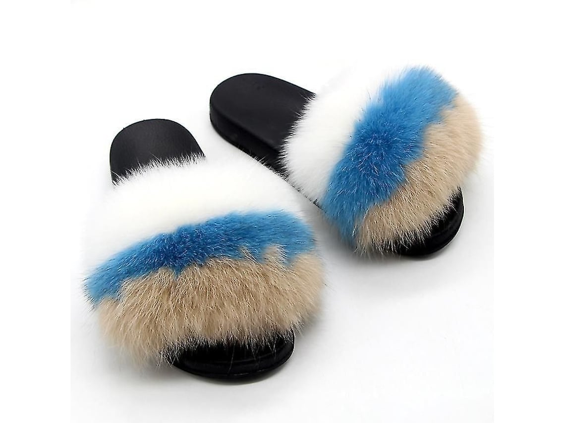 2026 zapatos de Pelo de Zorro para Mujer Chanclas Abiertas Confortables Suelas Anti deslizantes Interior Y Exterior