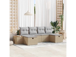 Vidaxl Conjunto De Sofá De Jardim 6 Unid. Bege Vime Pe