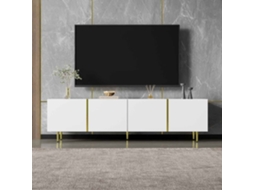 Mesa De Tv L 170 Cm - Com 4 Portas - Mdf - Branco