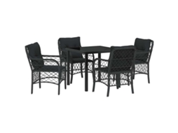 Maison Exclusive - Conjunto De Jantar Para Jardim Com Almofada 5 Pcs Preto Vime Pe