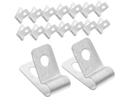 Conjunto de 100 Presilhas Metal em Alumínio com Parafusos Aço Inoxidável para Fixação Cercas Arame. Design com