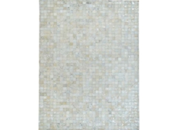 Tapete De Sala Em Couro Reciclado Branco Prateado 190x290