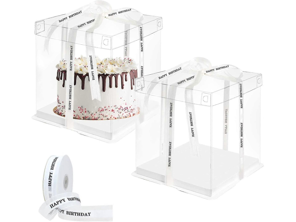 Conjunto De 2 Caixas Transparentes Para Bolo De 20 Cm Em Plástico Transparente Para Presente Ideal Para Decoração De Bolos. Hengjian (8 Polegadas)