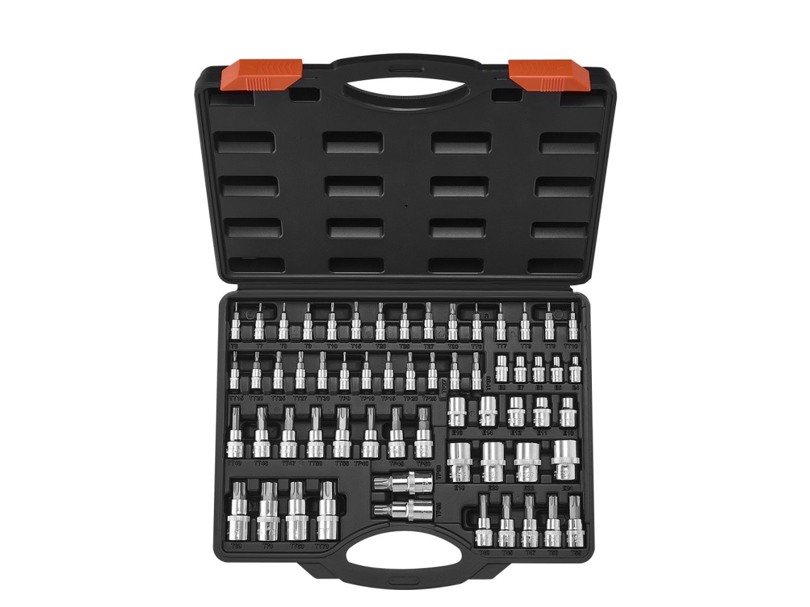 Conjunto Profissional De Chaves E Bits Torx 60 Peças Em Aço Resistente Tekmaquinas