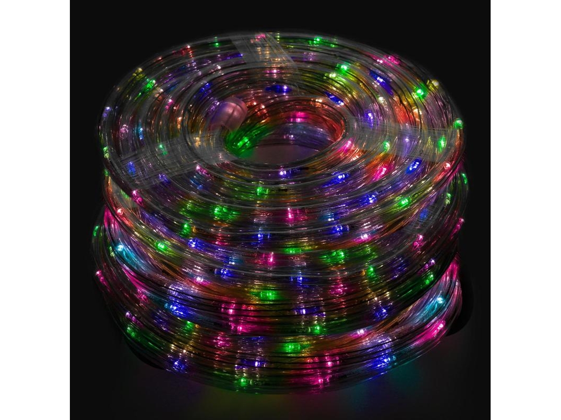 Luces navidad tubo luz multicolor 1200 leds uso exteriores / interiores protección ip44 rollo 50 metros con 3 kits de división