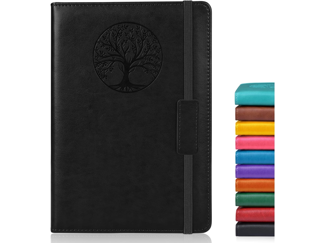 Lurelia Caderno Em Couro Sintético Com Capa Dura, Pautado, Com Papel Grosso, Com Fecho Elástico, A5, 14,9 X 21,6 Cm, 200 Páginas, 100 Folhas