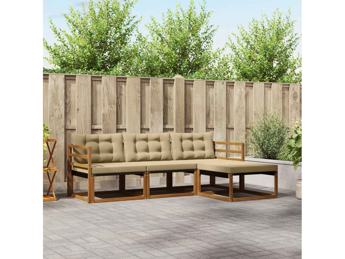 Vidaxl Conjunto De Sofás Para Exterior 4 Unid. Natural E Bege
