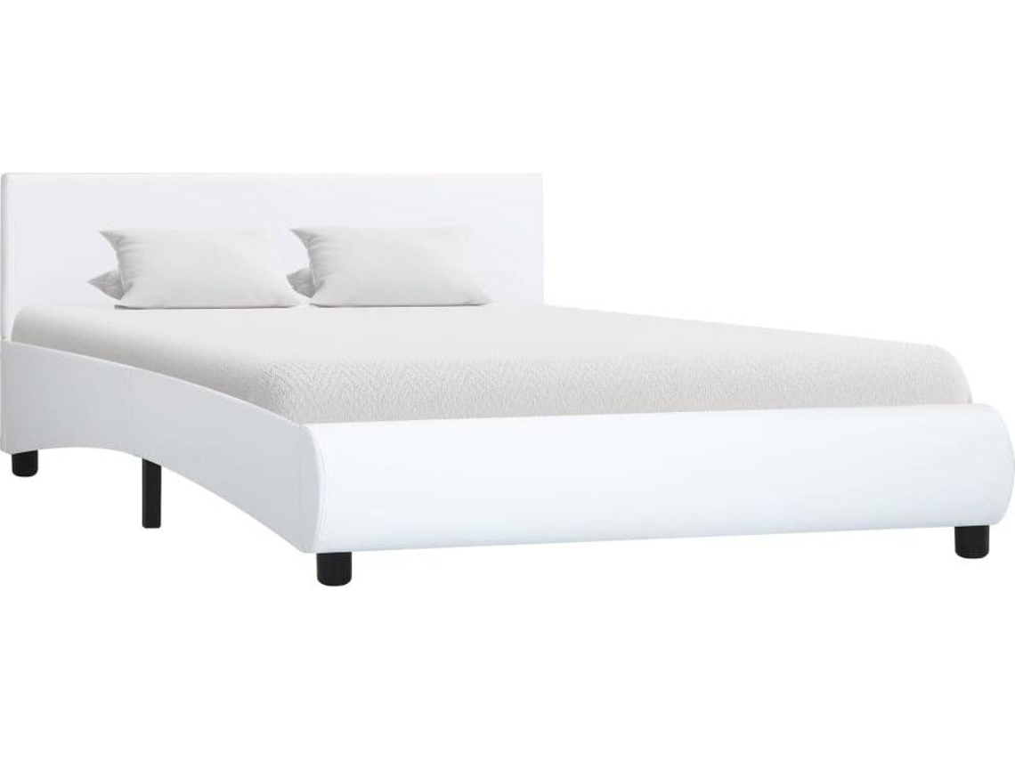 Bed Frame, Bed Frames Vidaxl Branco Couro Artificial (140 X 200 Cm)